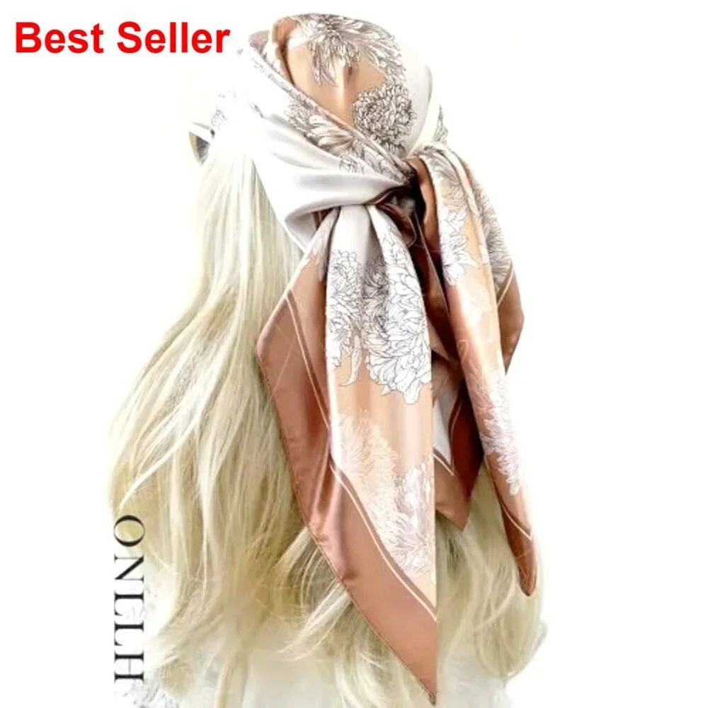 100% Mulberry Silk Scarf Lightweight Square Neckerchief Wrap